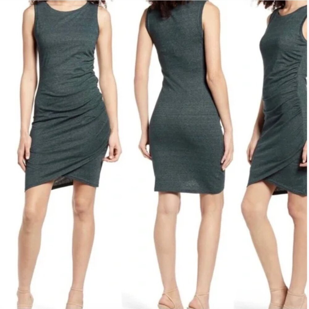 Leith Ruched Body-Con Tank Dress in Green